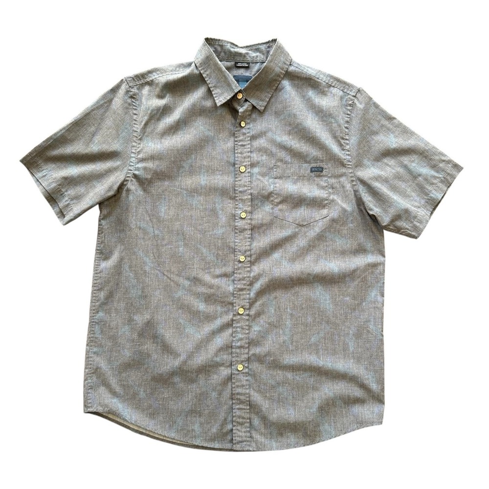 Depactus Large Gray Short Sleeve Button Up Men's Shirt